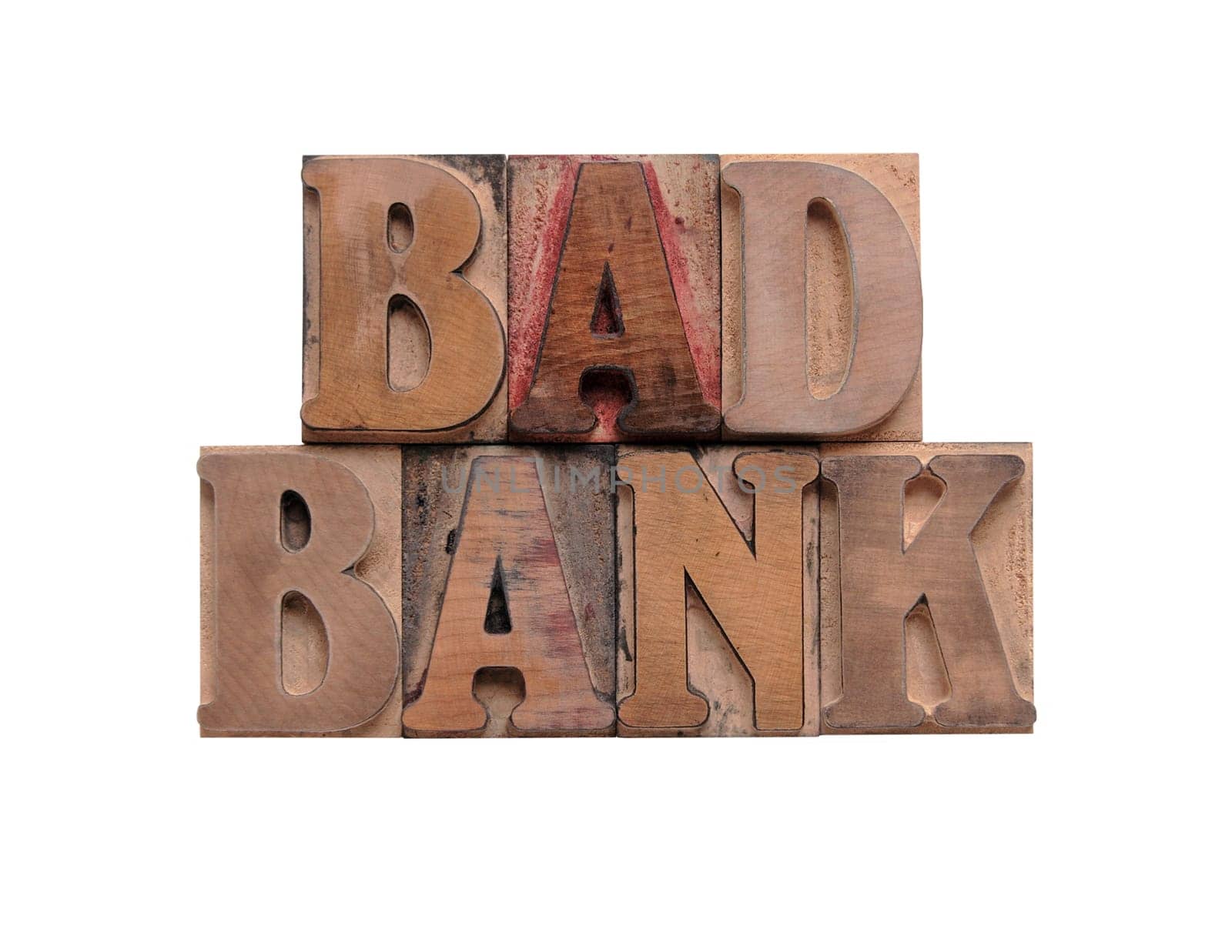 bad bank in old wood type