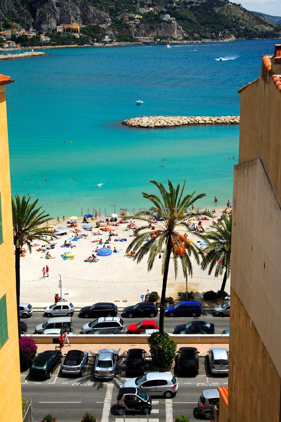 View of the beach and lagoon of Menton,France