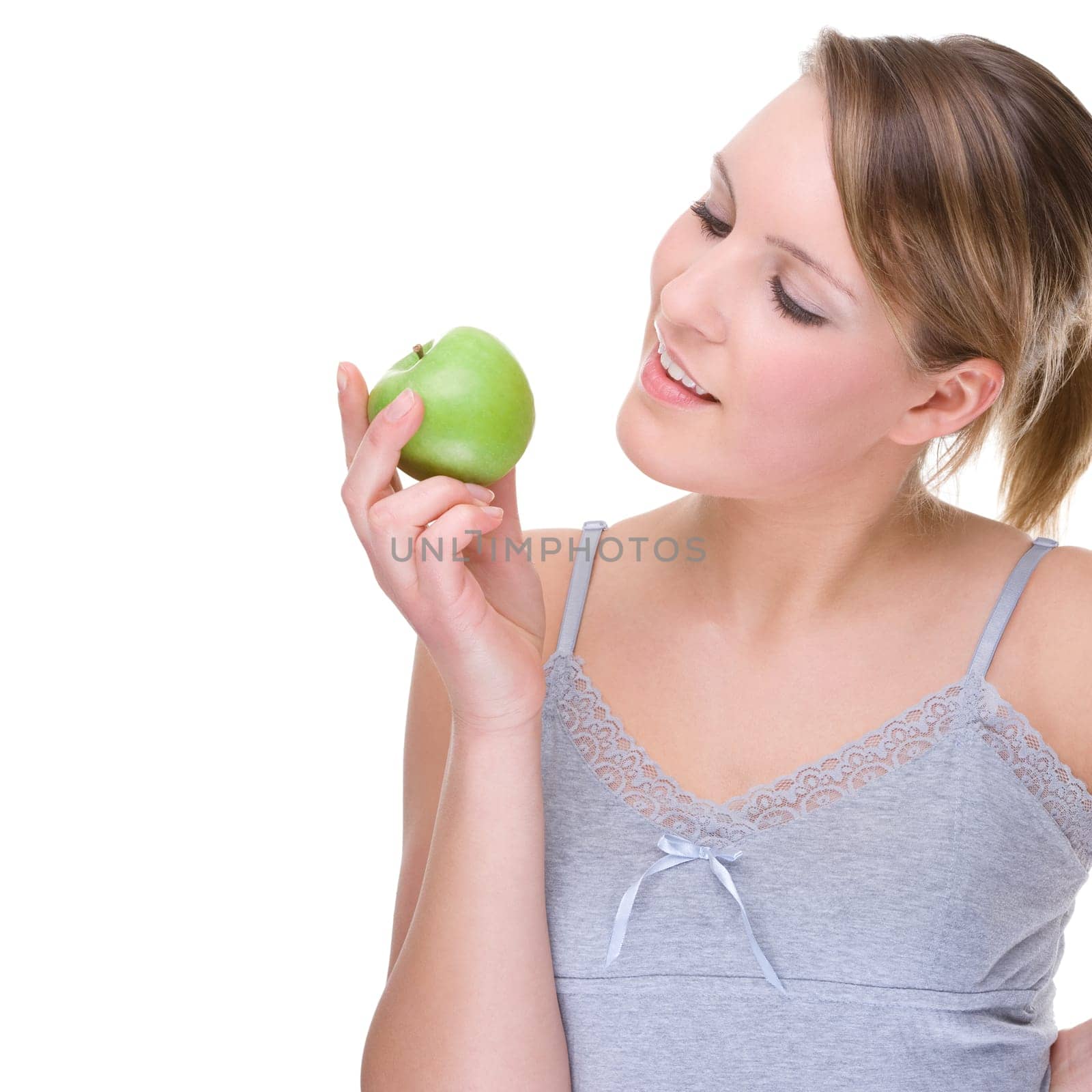 Young woman with apple