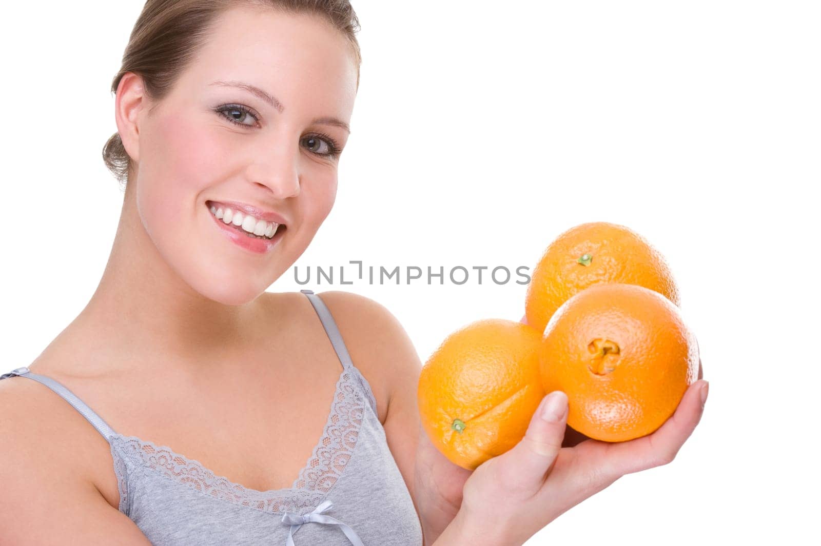 Young woman with orange