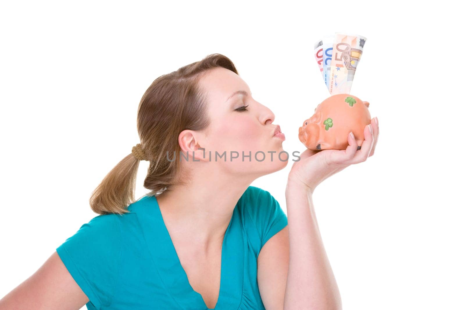 Woman with piggy bank