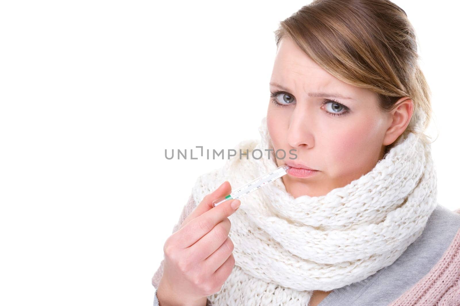 Woman with clinical thermometer