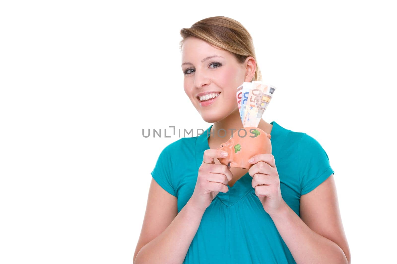 Woman with piggy bank