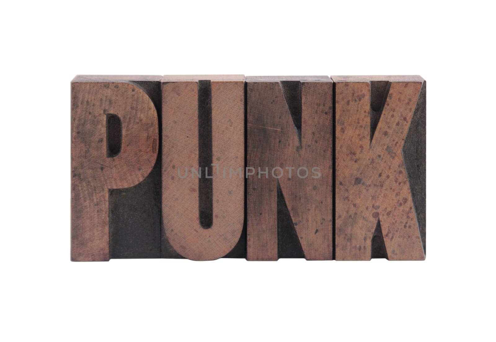punk in letterpress wood type