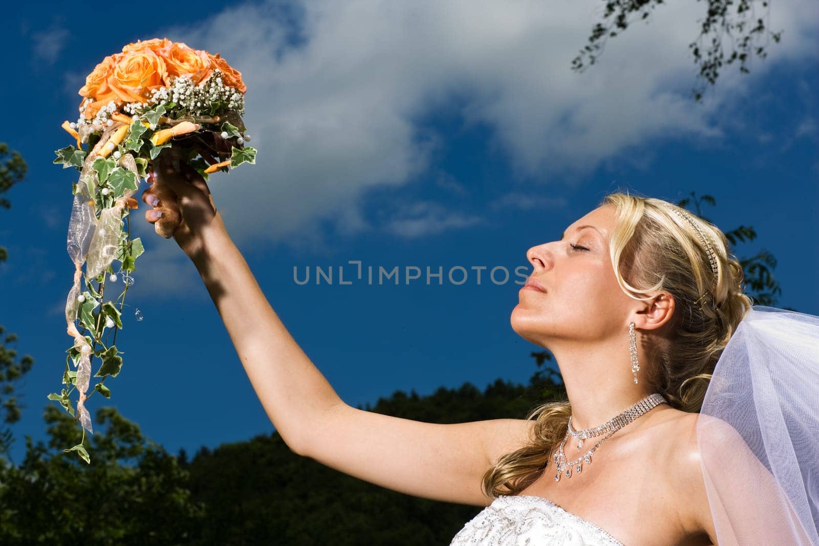 Bride and her bridal bouquet