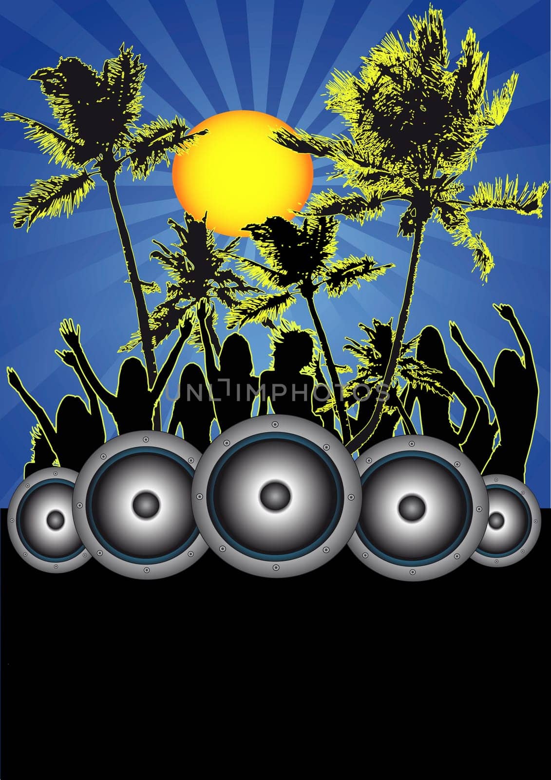 Retro Beach Party at Night