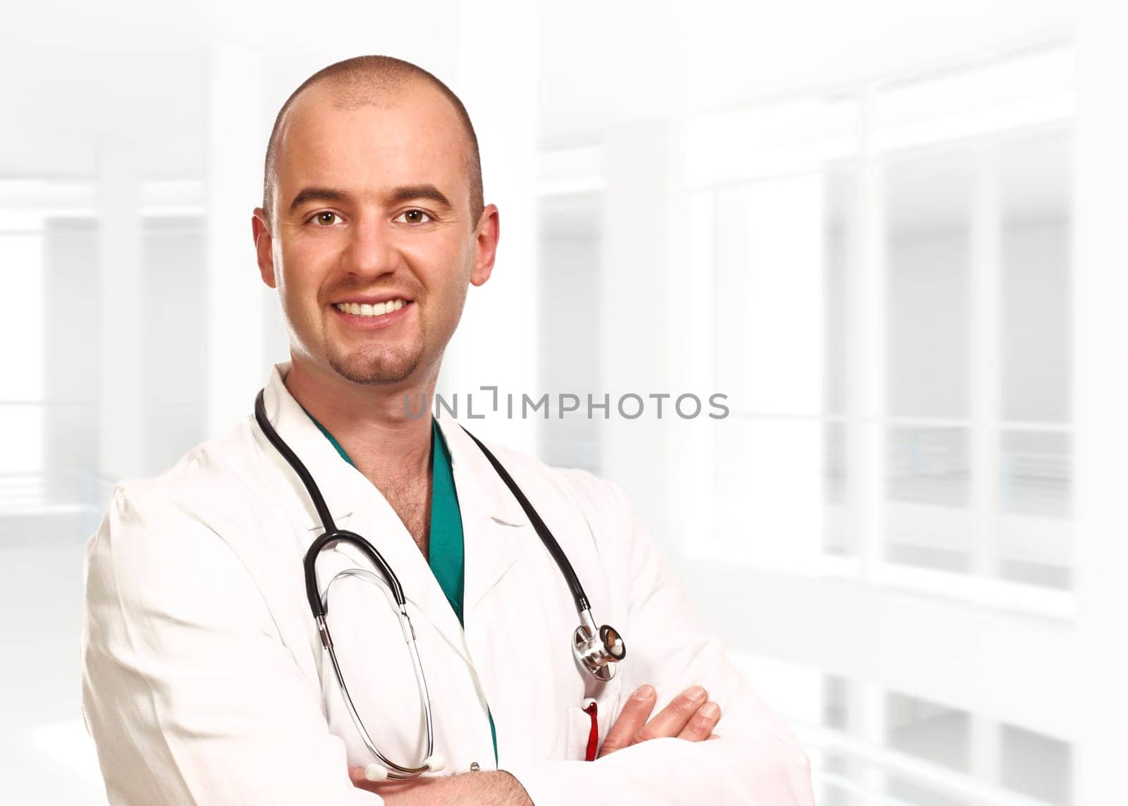 portrait of young doctor inside