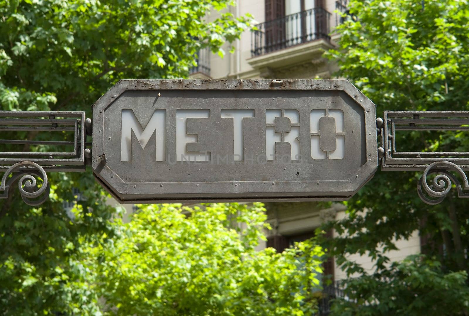 Typical metro sign in Barcelona