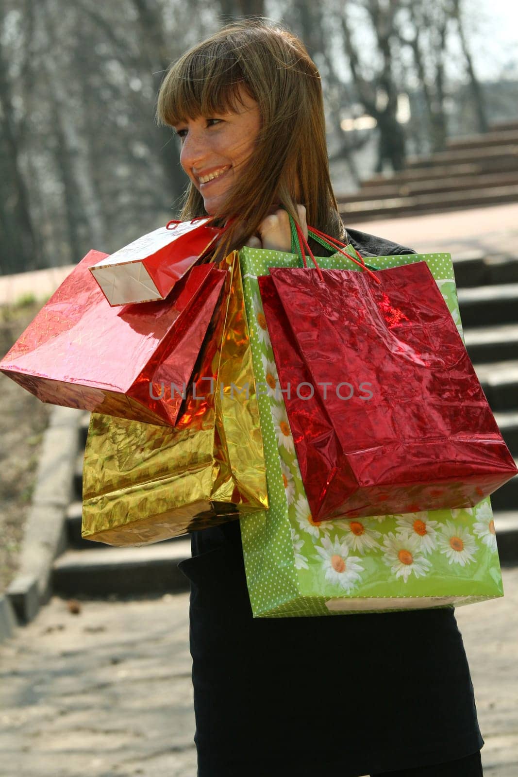 Happy woman shopping
