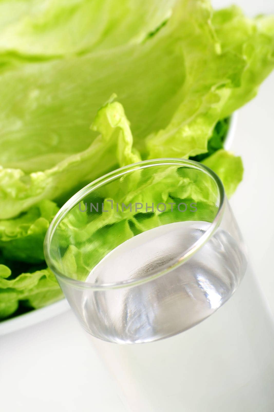Salad and water