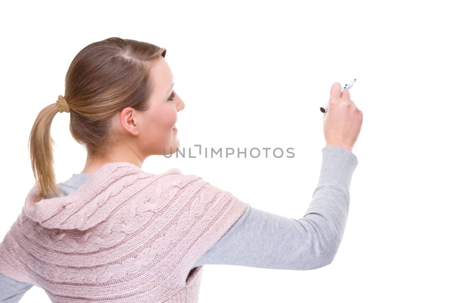 Young woman with pen