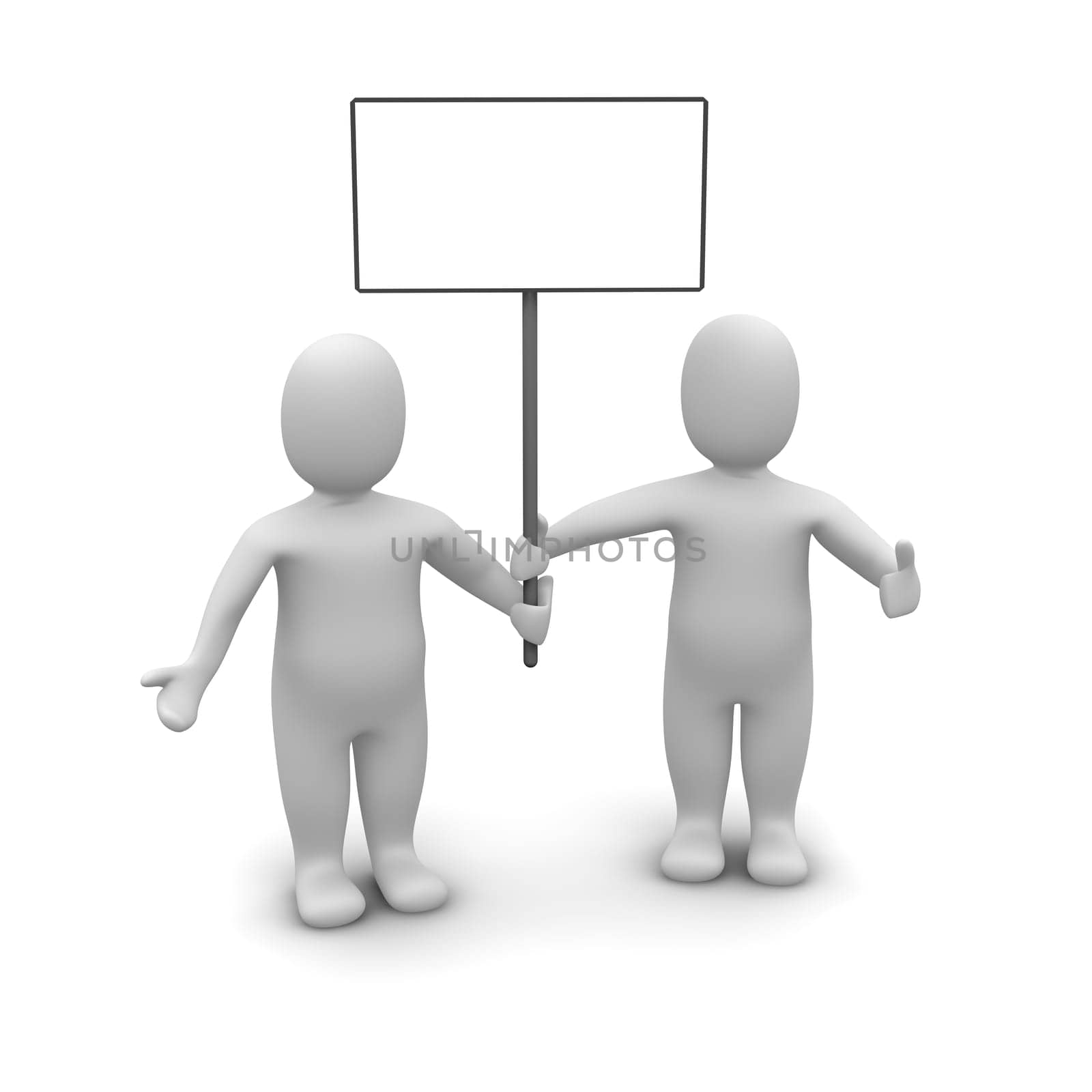 Two mens holding poster