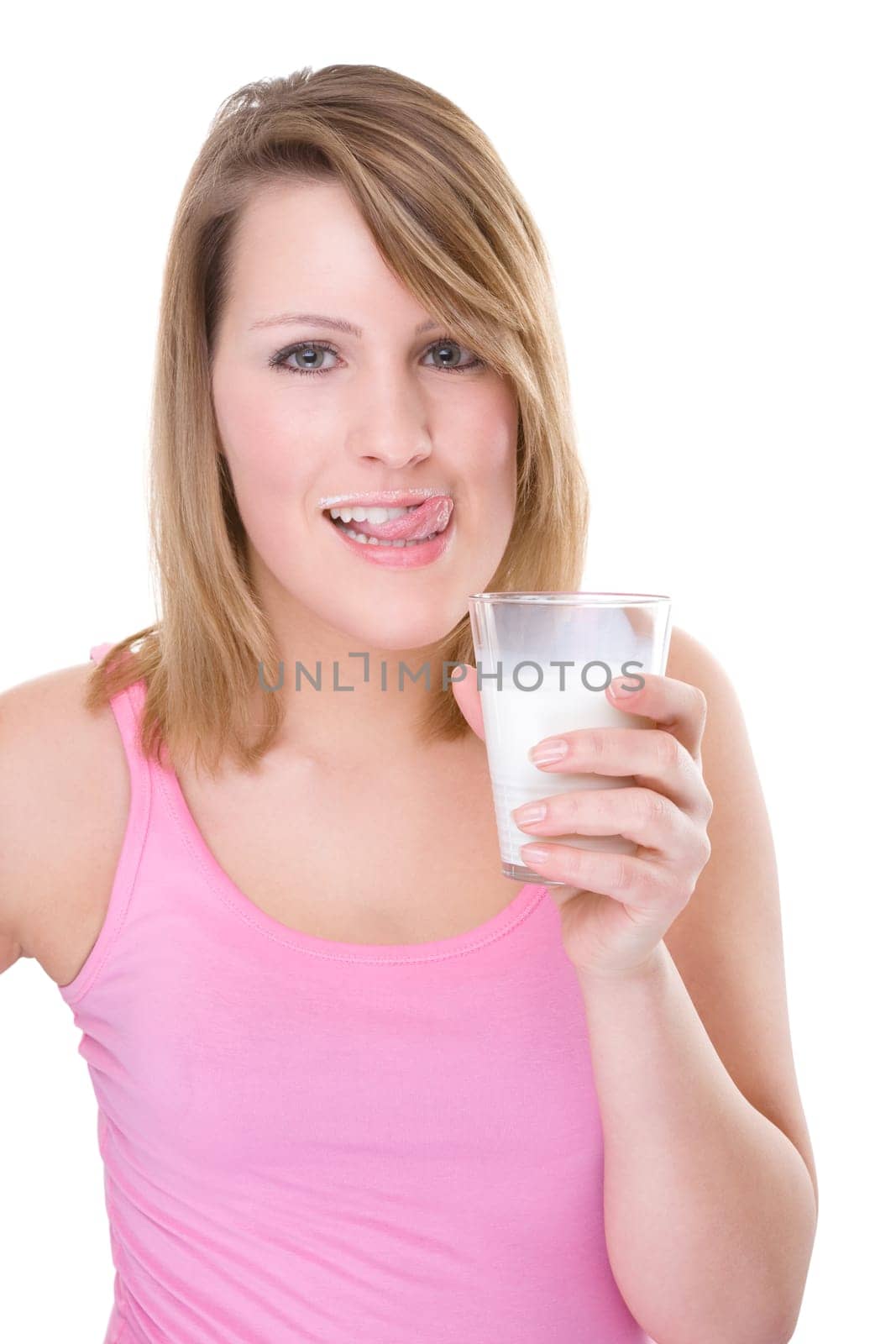 Young woman with glass of milk