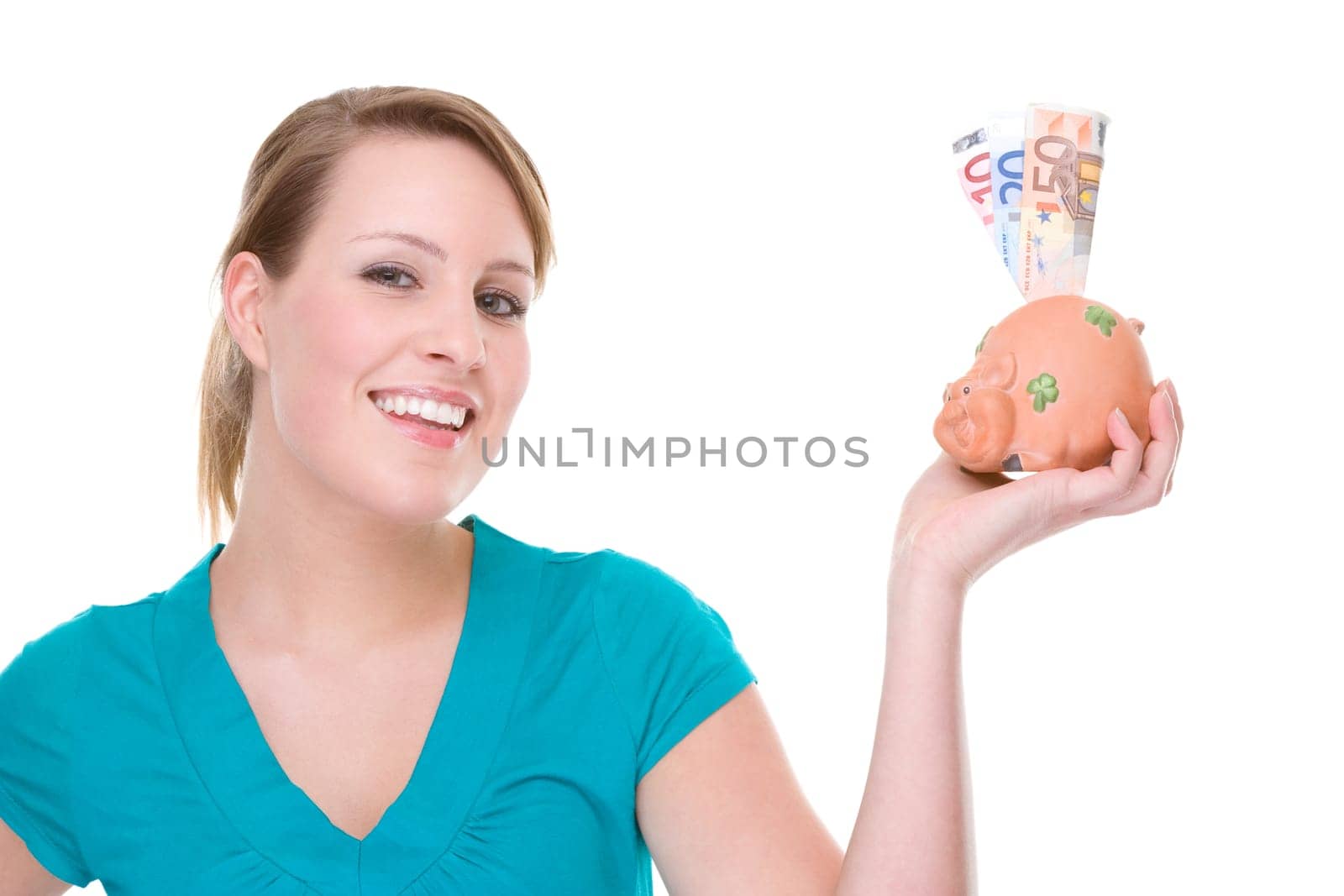 Woman with piggy bank