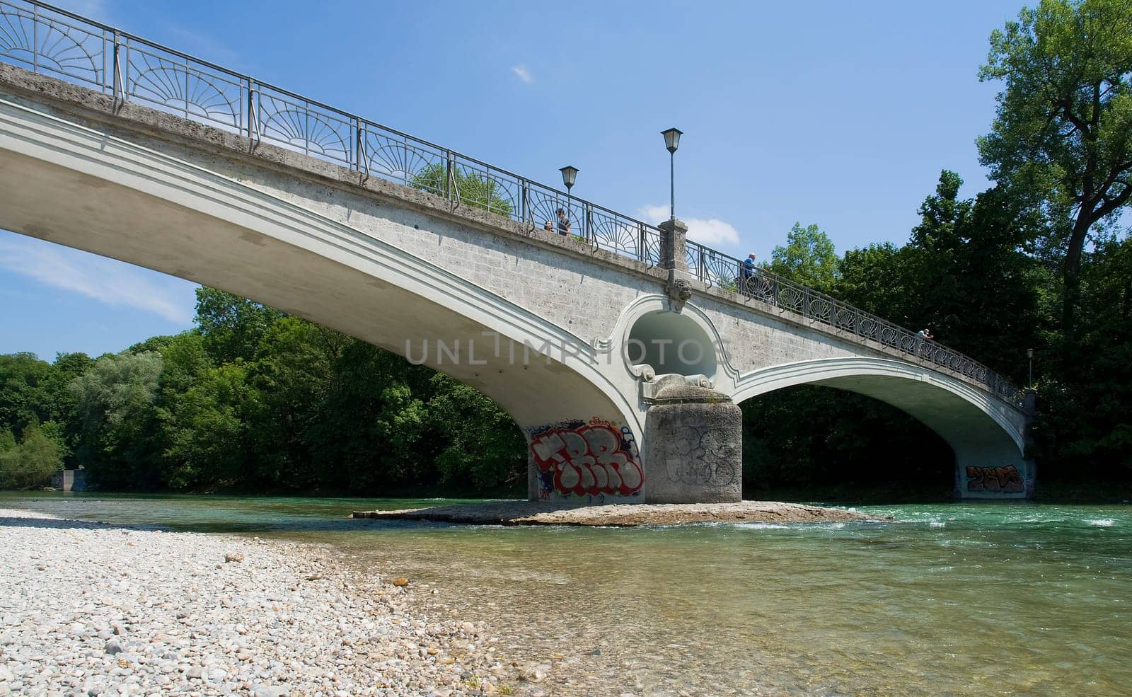 Isar bridge at the cable bridge in Munich