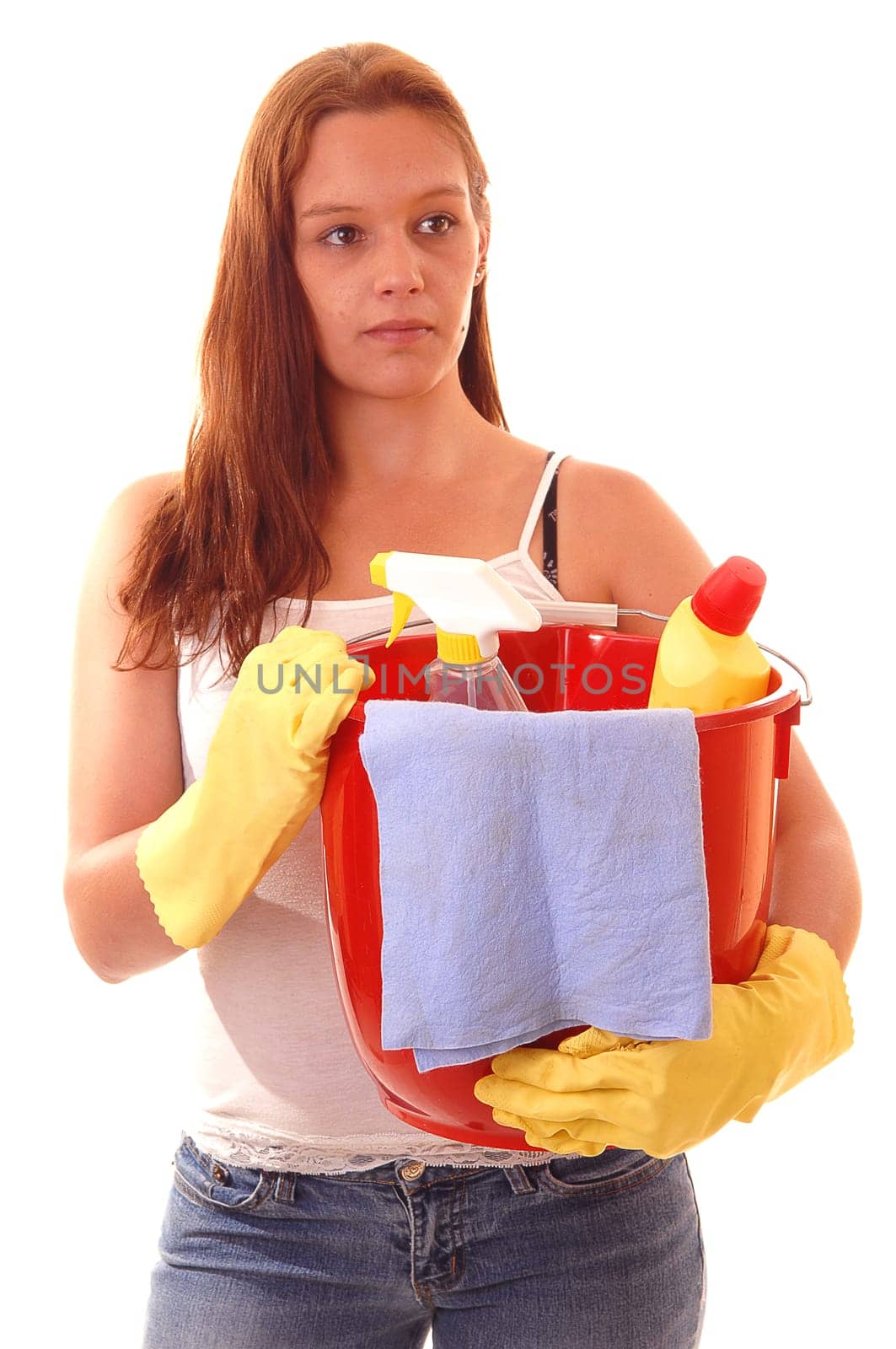 Woman housecleaning.