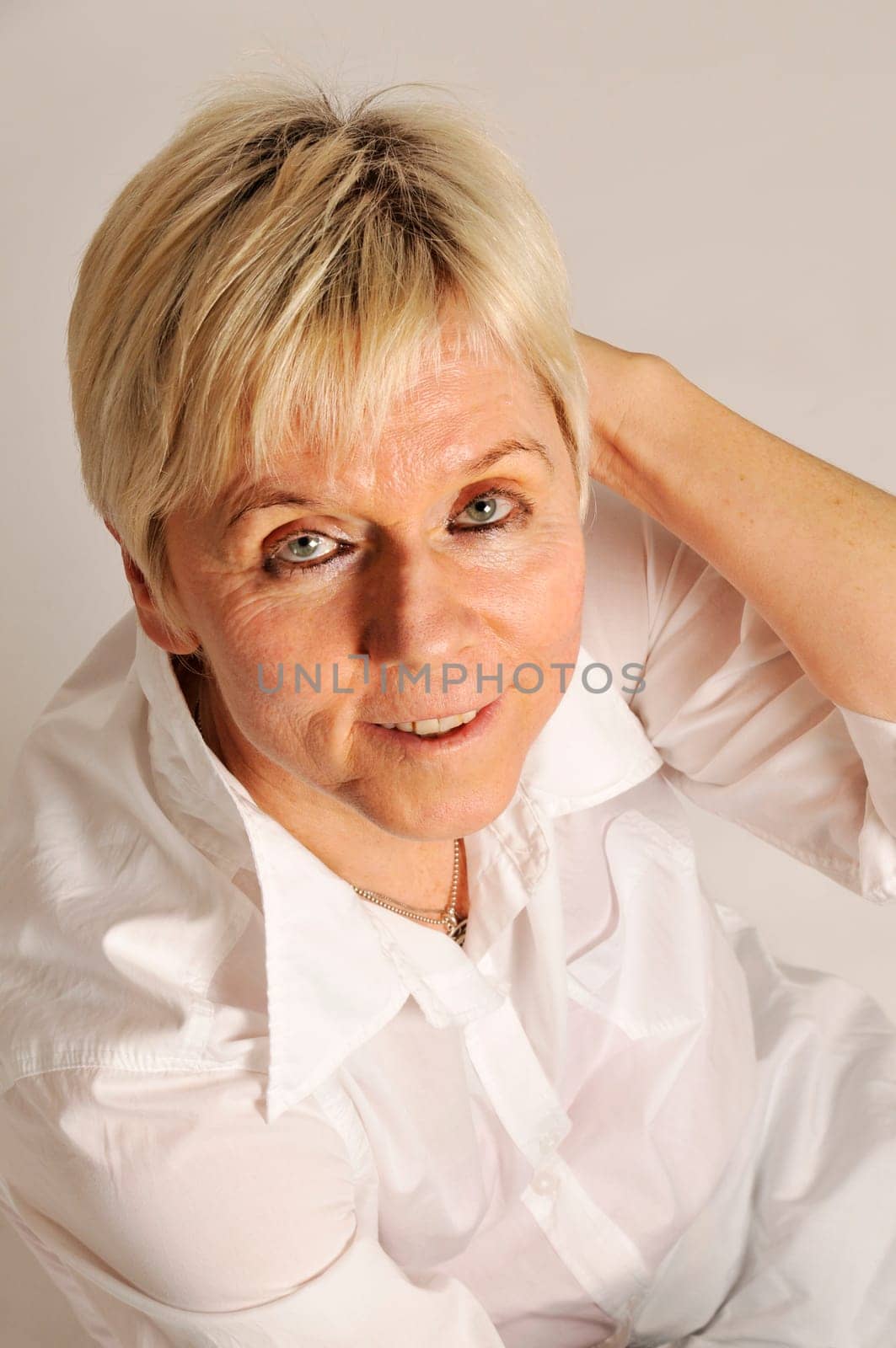 mature woman looking up