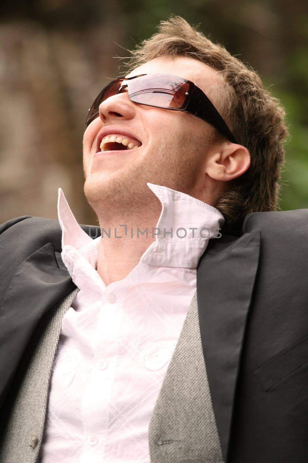 happy man laughing