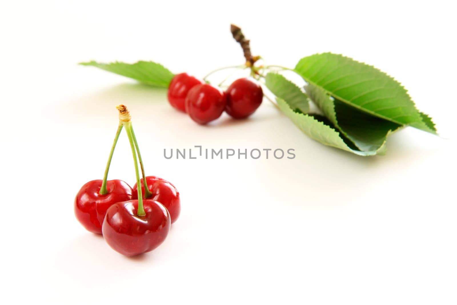 fresh red cherry on white background