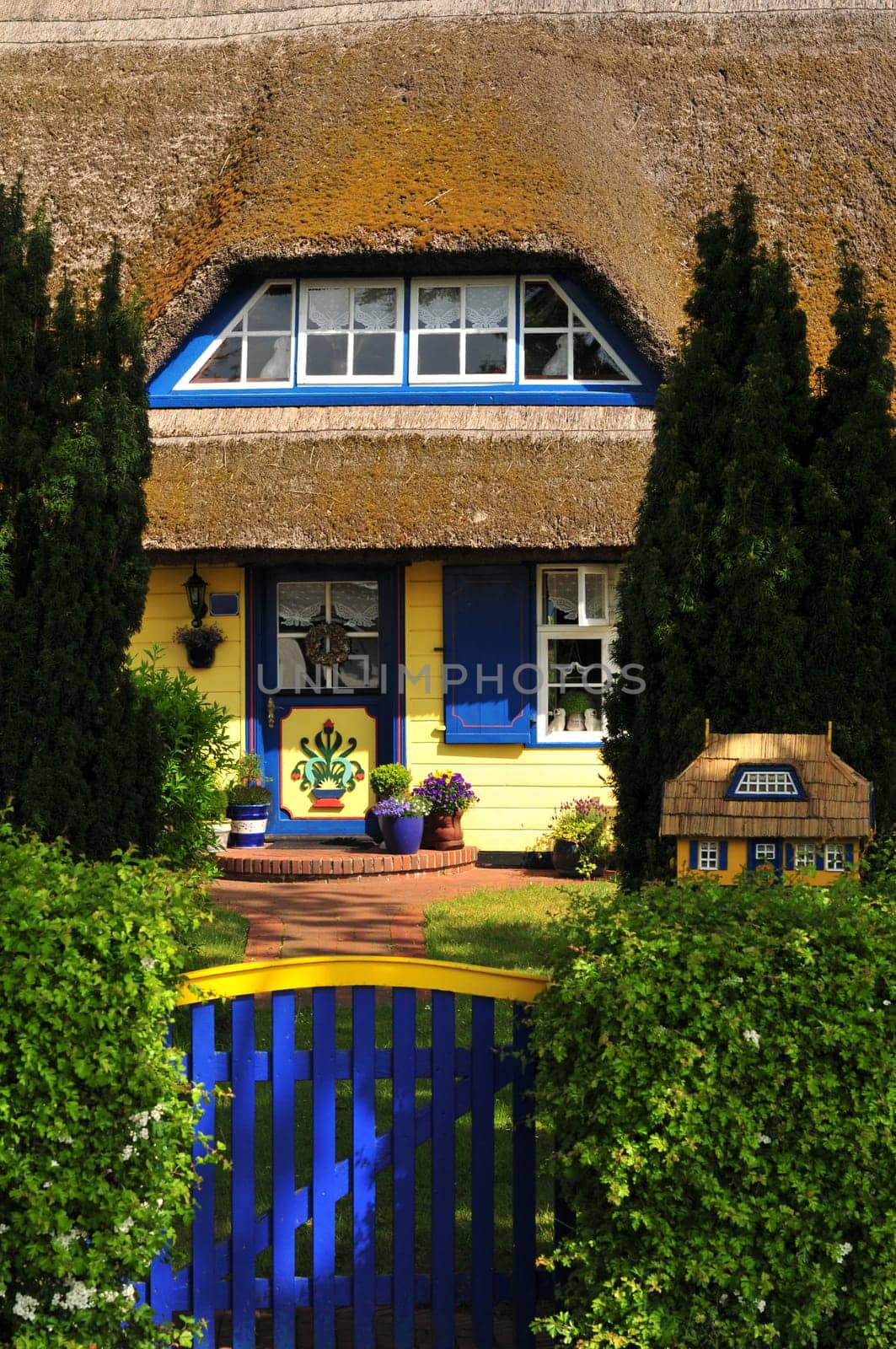 Thatched-roof house on the Baltic Sea
