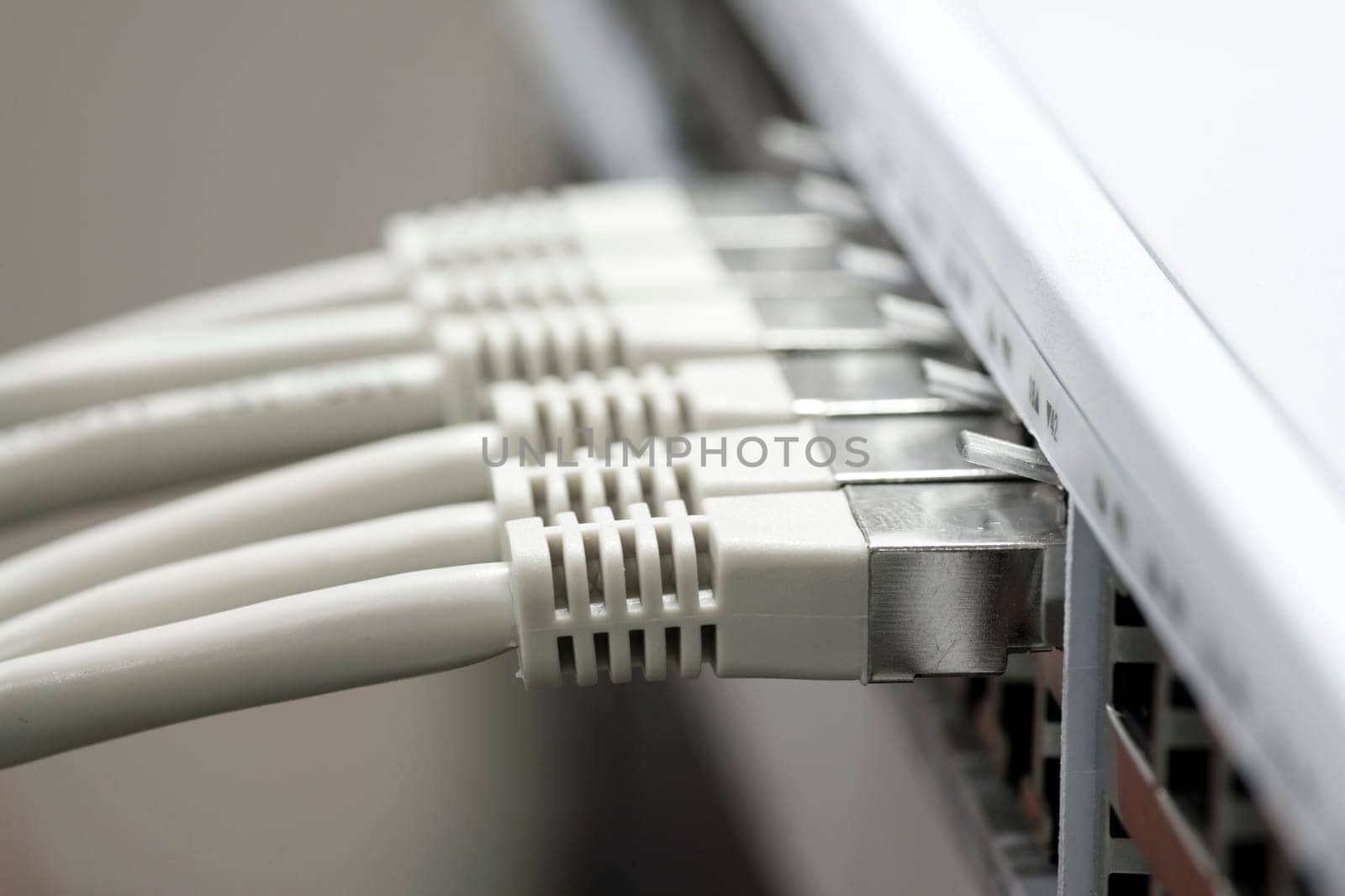 Network cable connected to a switch