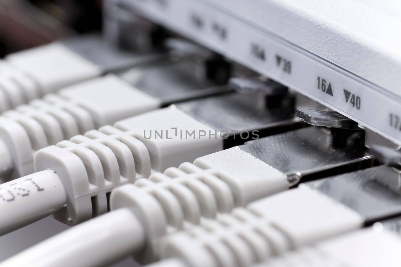 Network cable connected to a switch
