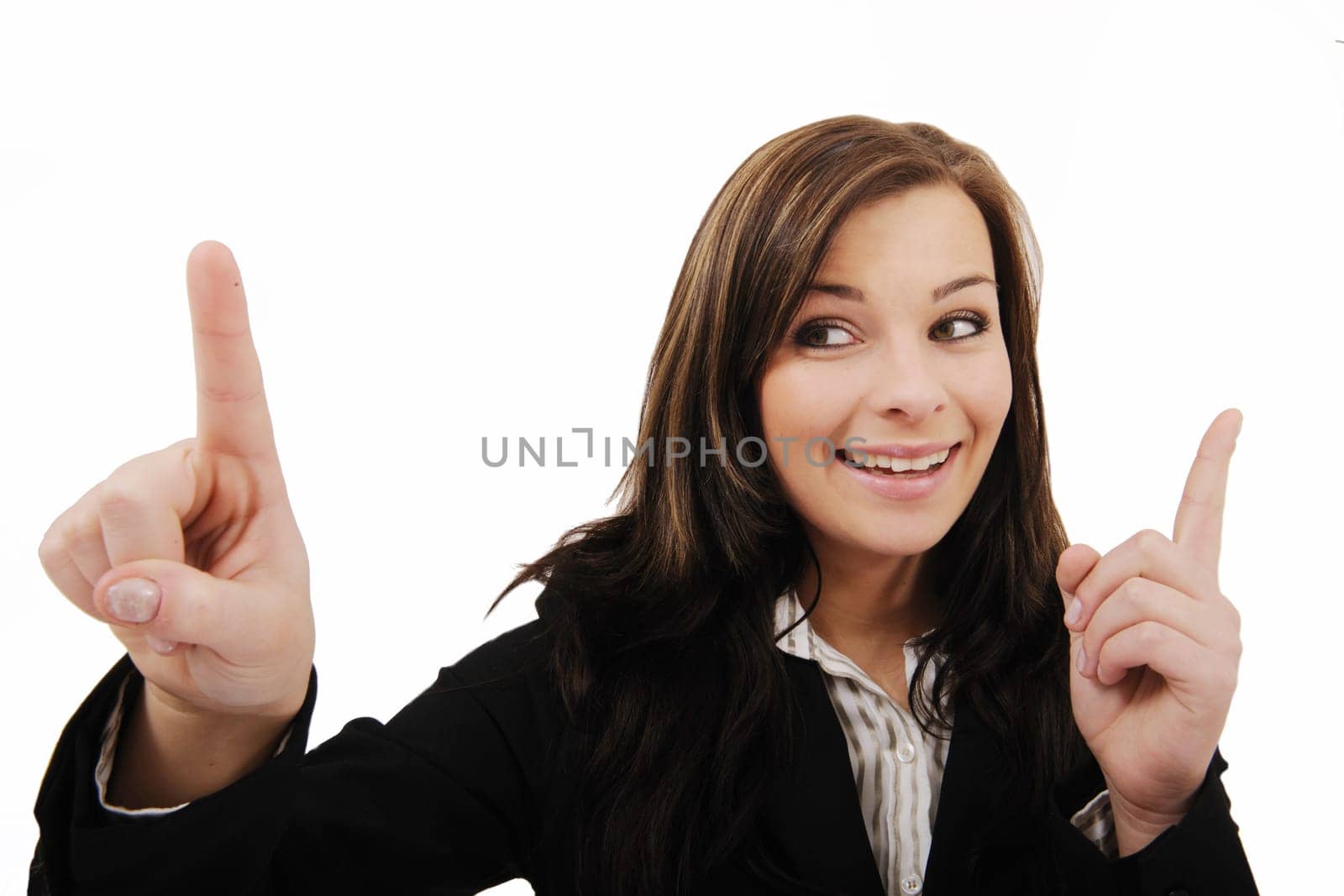 Businesswoman showing something on virtual blackboard