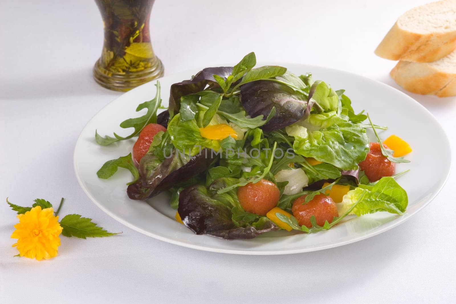 Salad and bread
