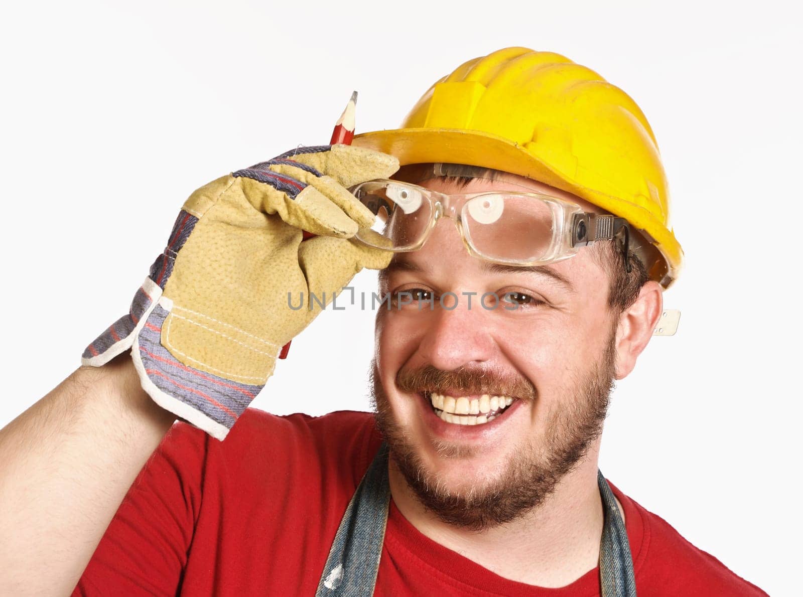 handyman with protection glass