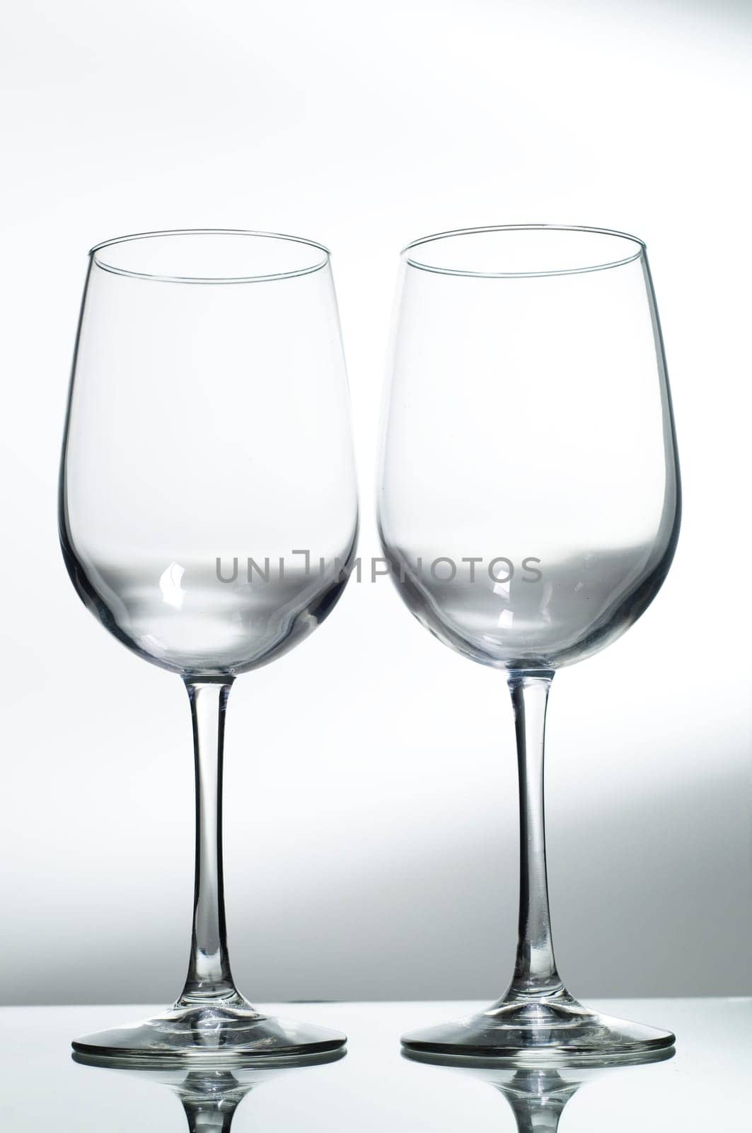 two Empty wine glasss