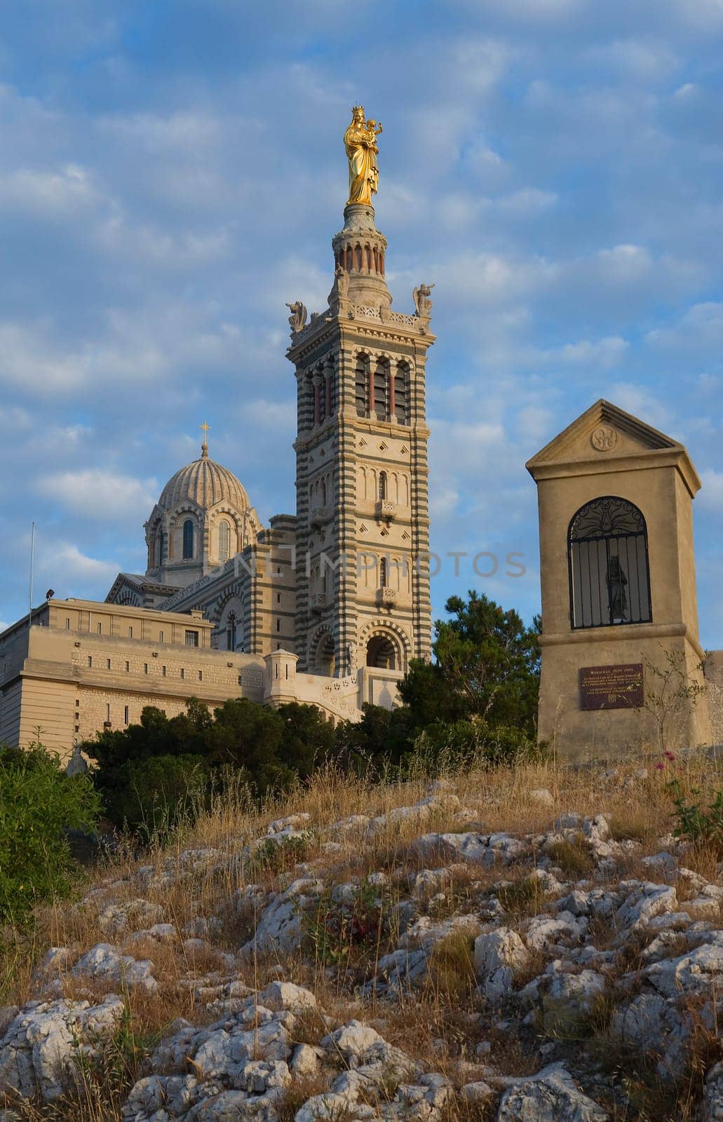 Evening under Notre Dame in Marseille