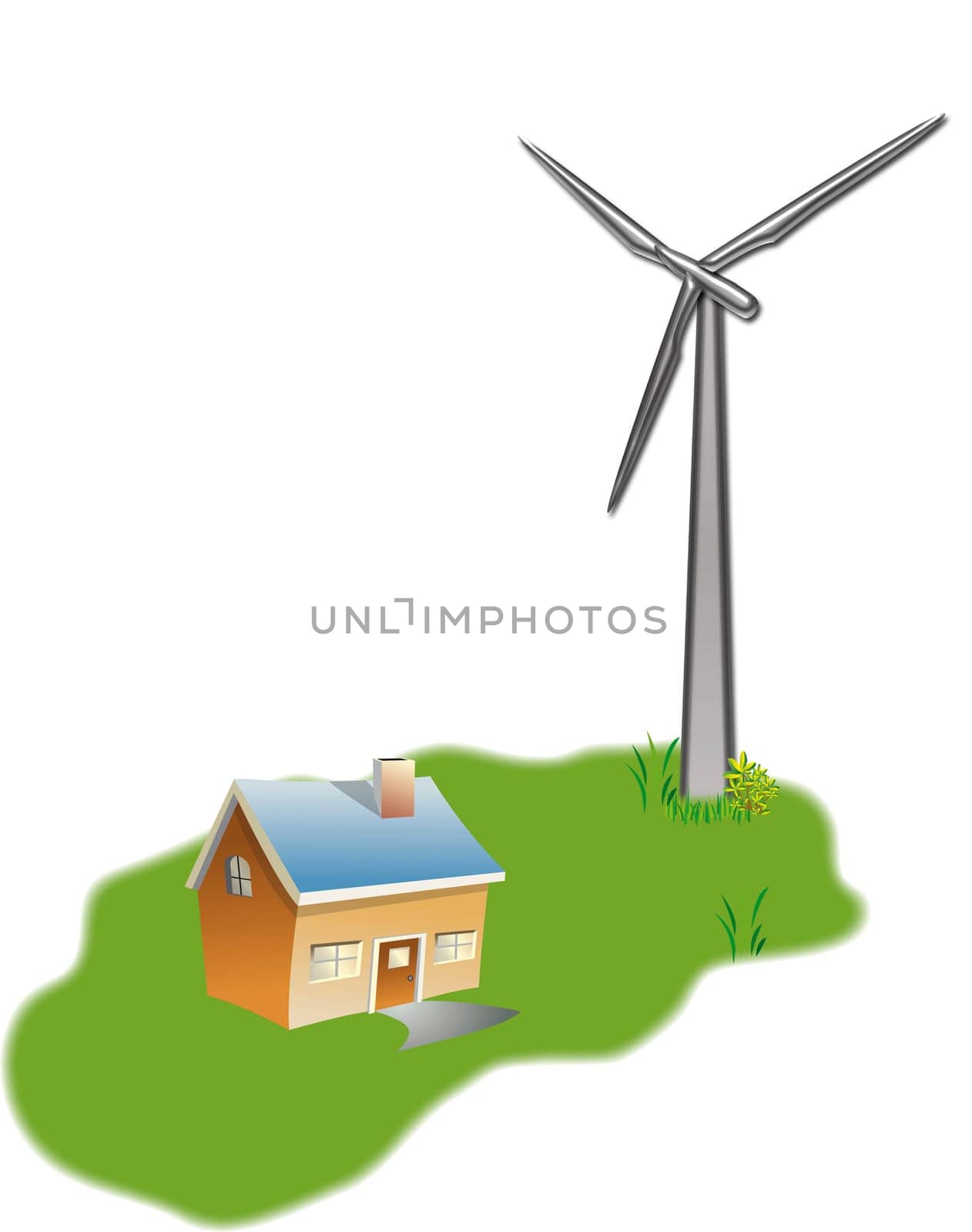 house and wind mill