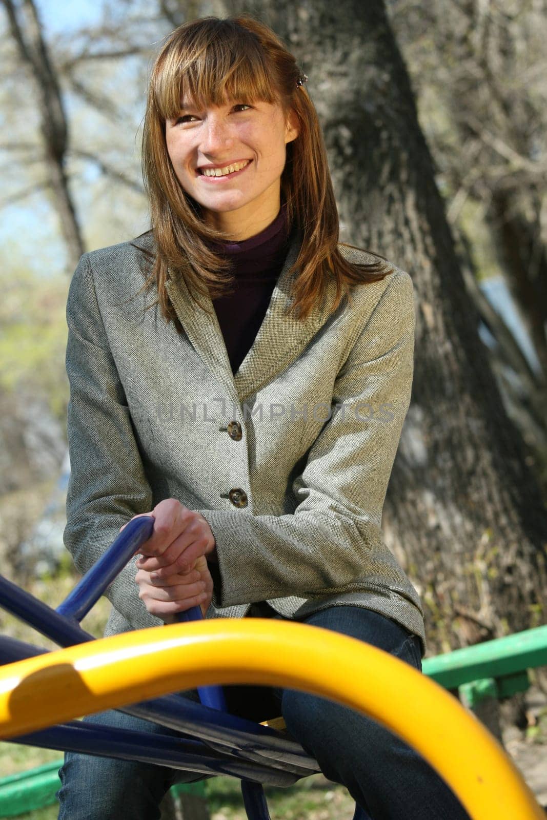 happy girl on a swing