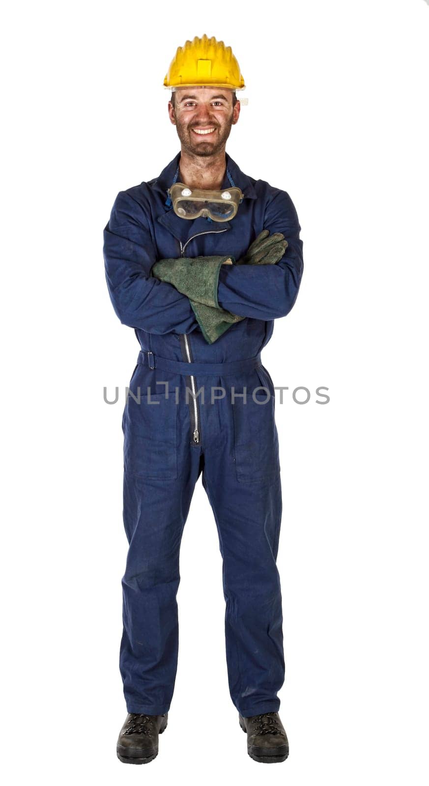 manual worker isolated on white