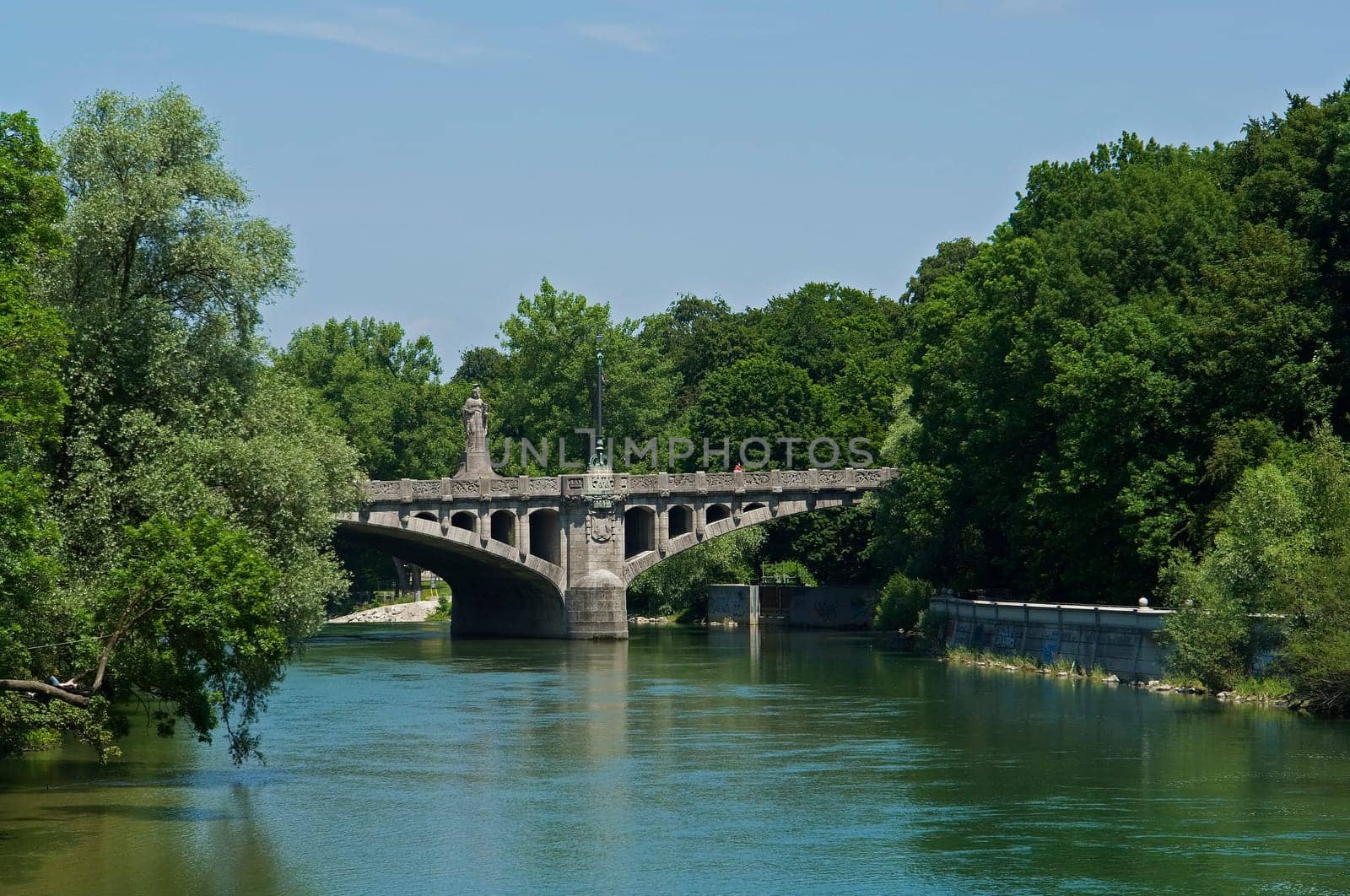 Maximilian Bridge and Isar River in Munich