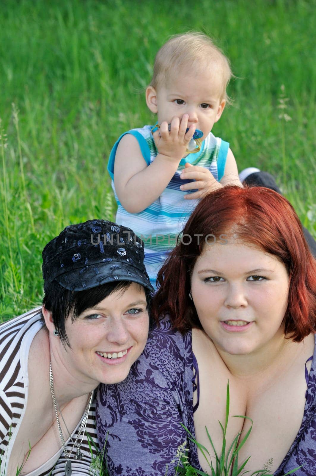 two women one boy