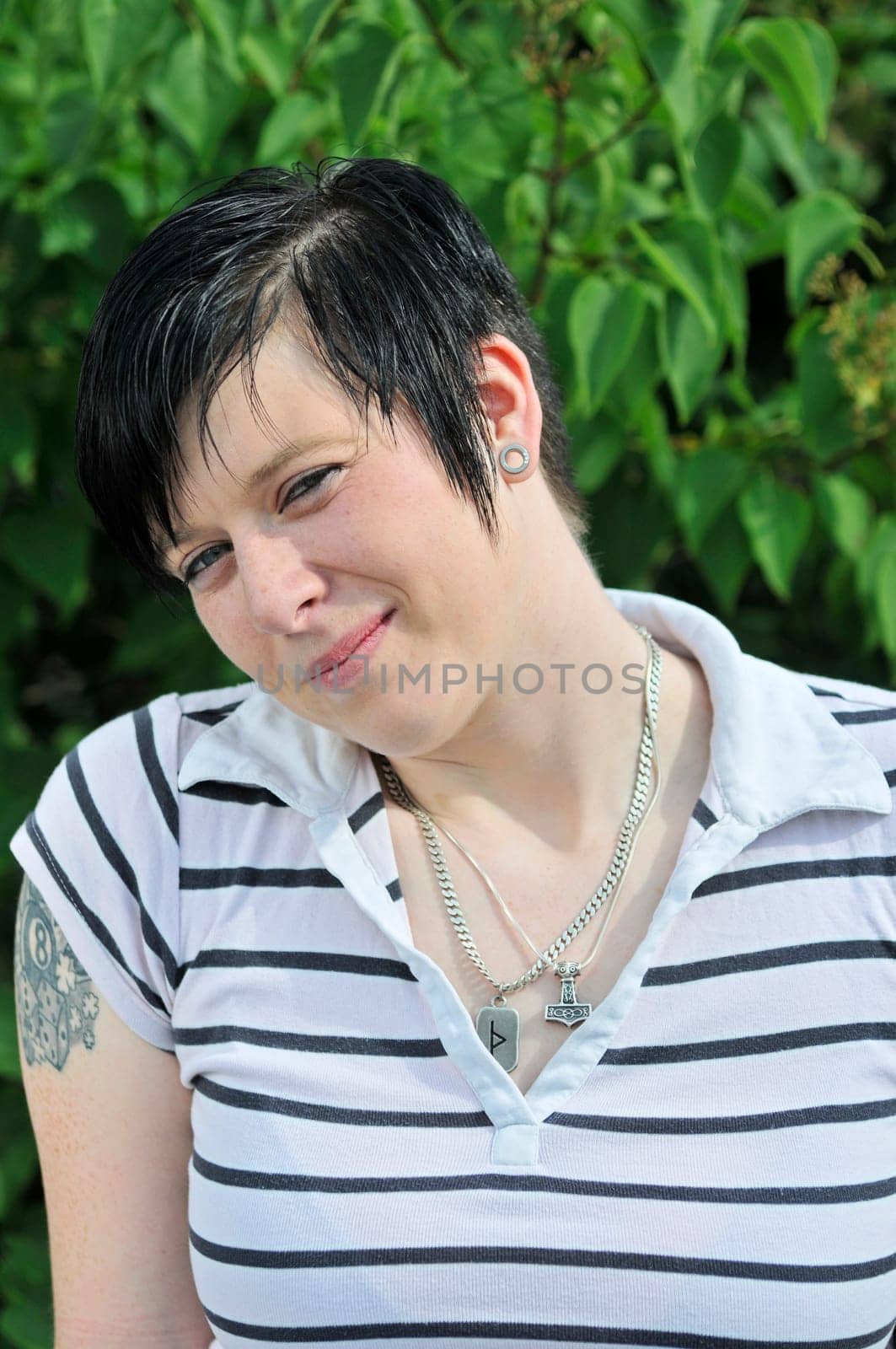 portrait black haired woman