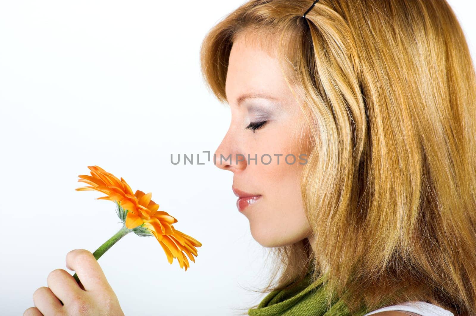 Woman with gerbera