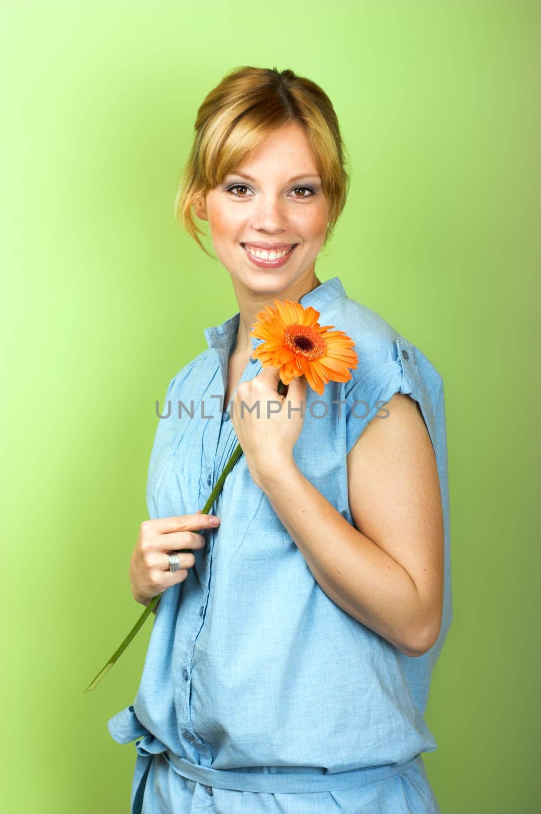 Woman with gerbera