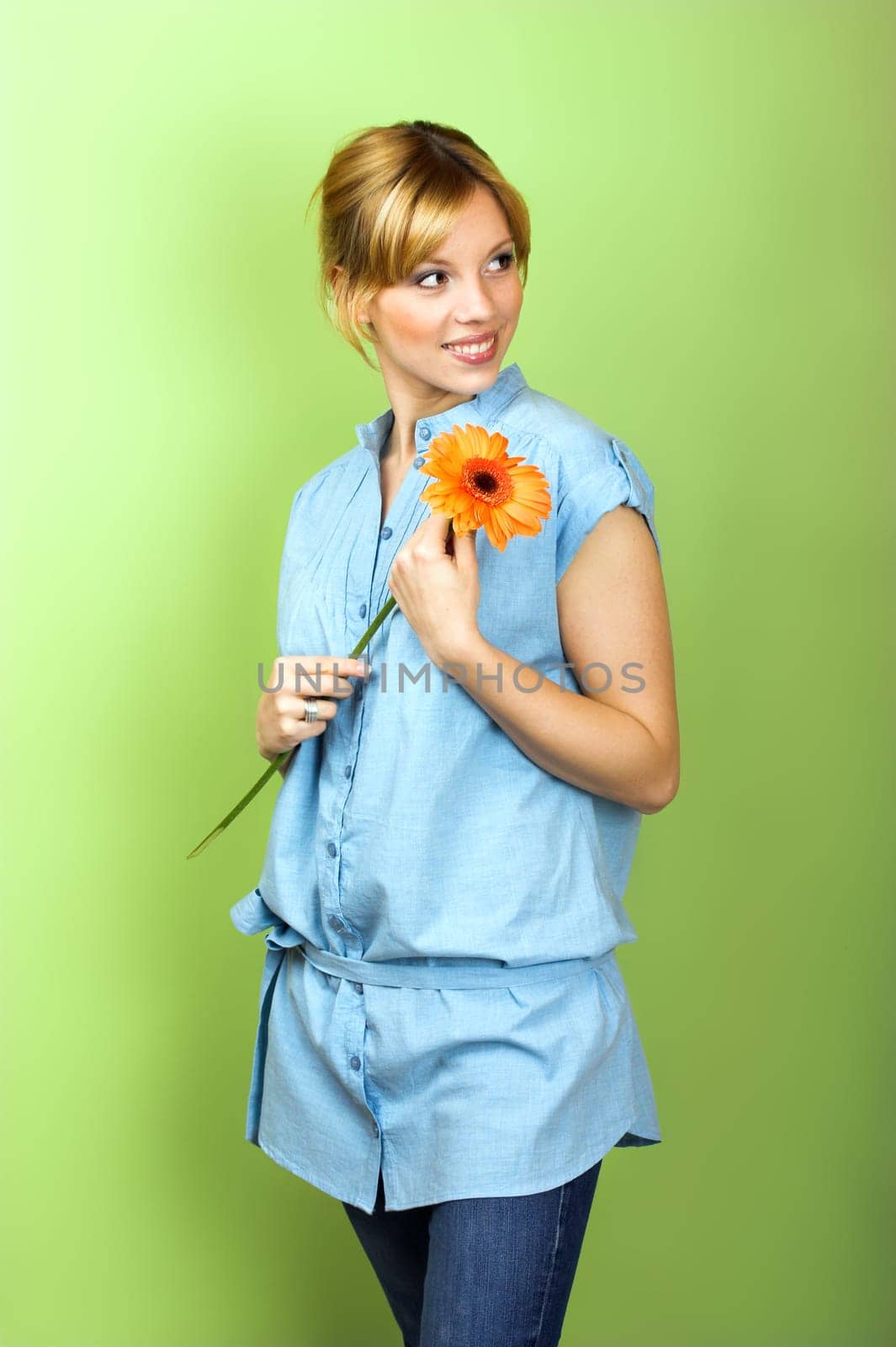 Woman with gerbera