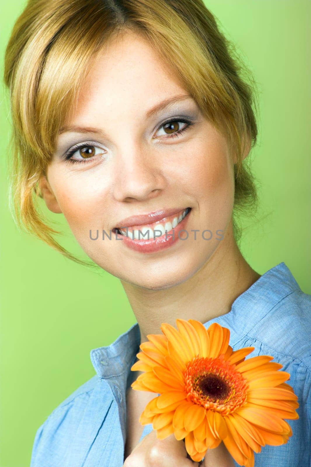 Woman with gerbera
