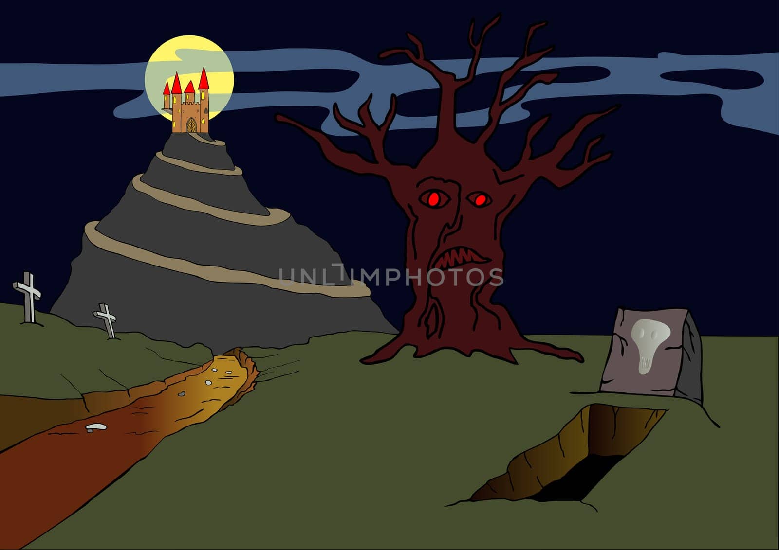 old haunted castle on the hill