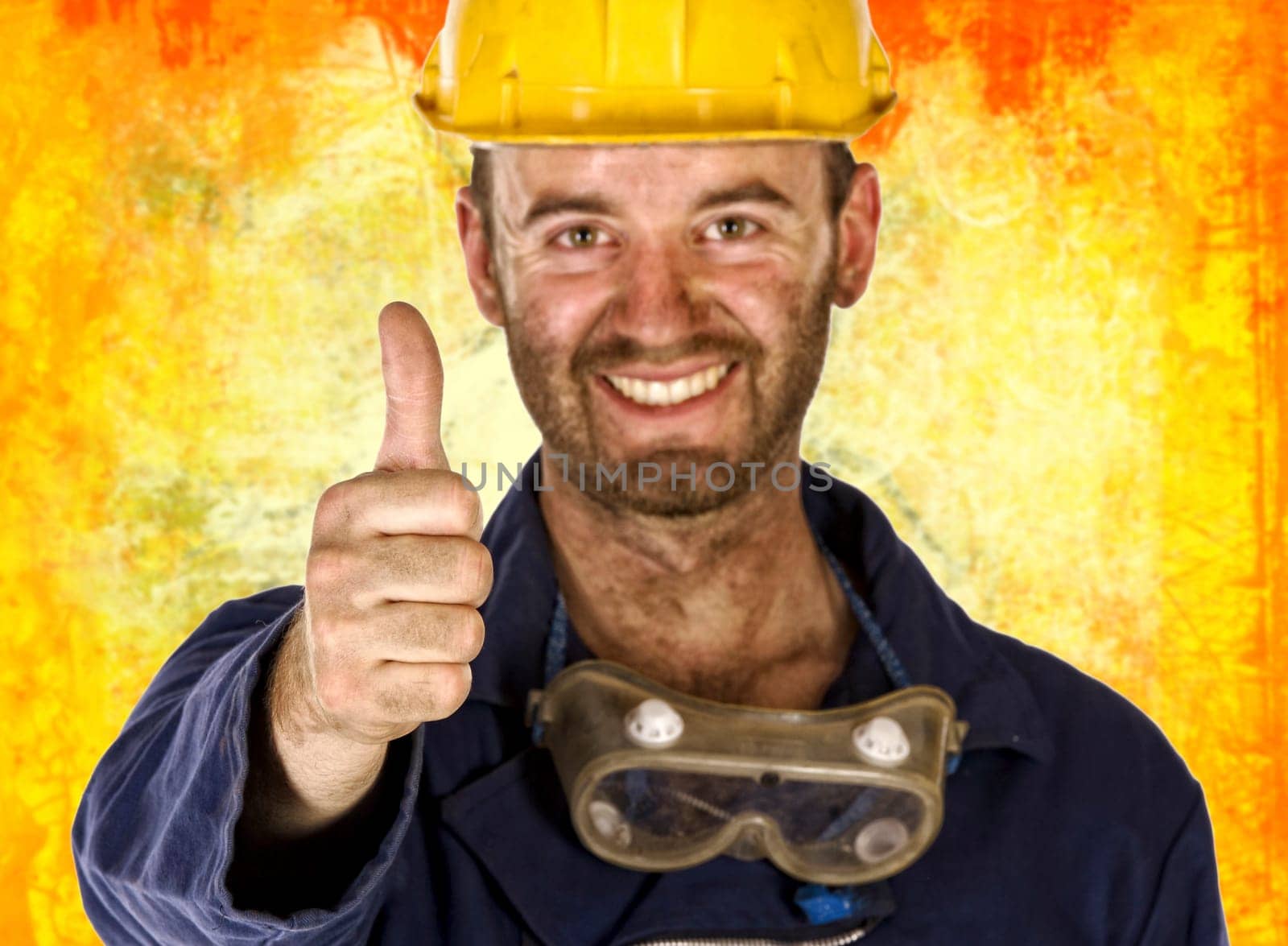 confident labourer thumn up