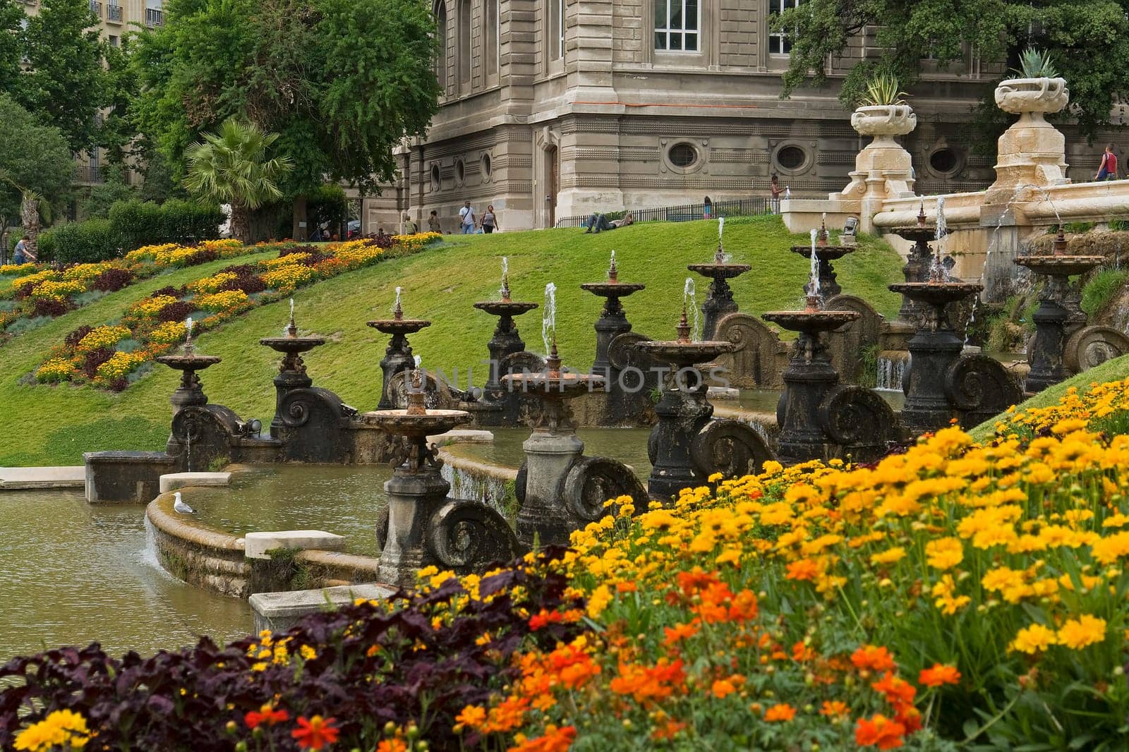 Magnificent fountain in front of Marseille's Longchamp