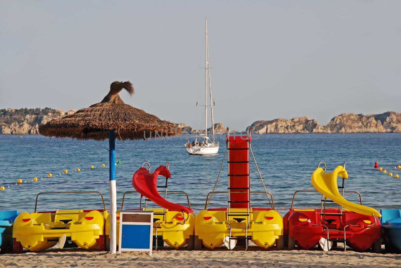 Pedal boats on the Mediterranean Sea