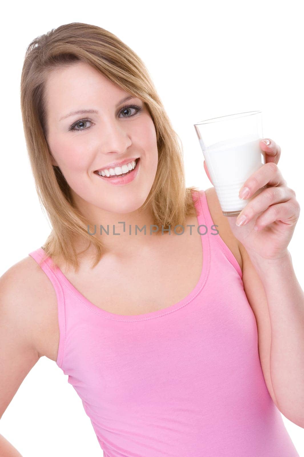 Young woman with glass of milk