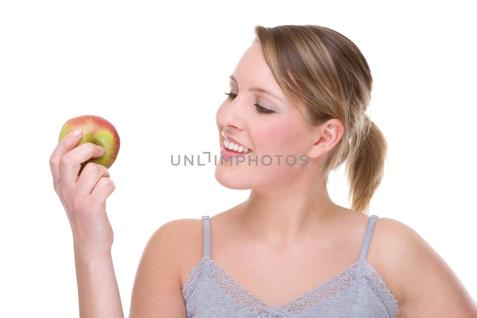 Young woman with apple
