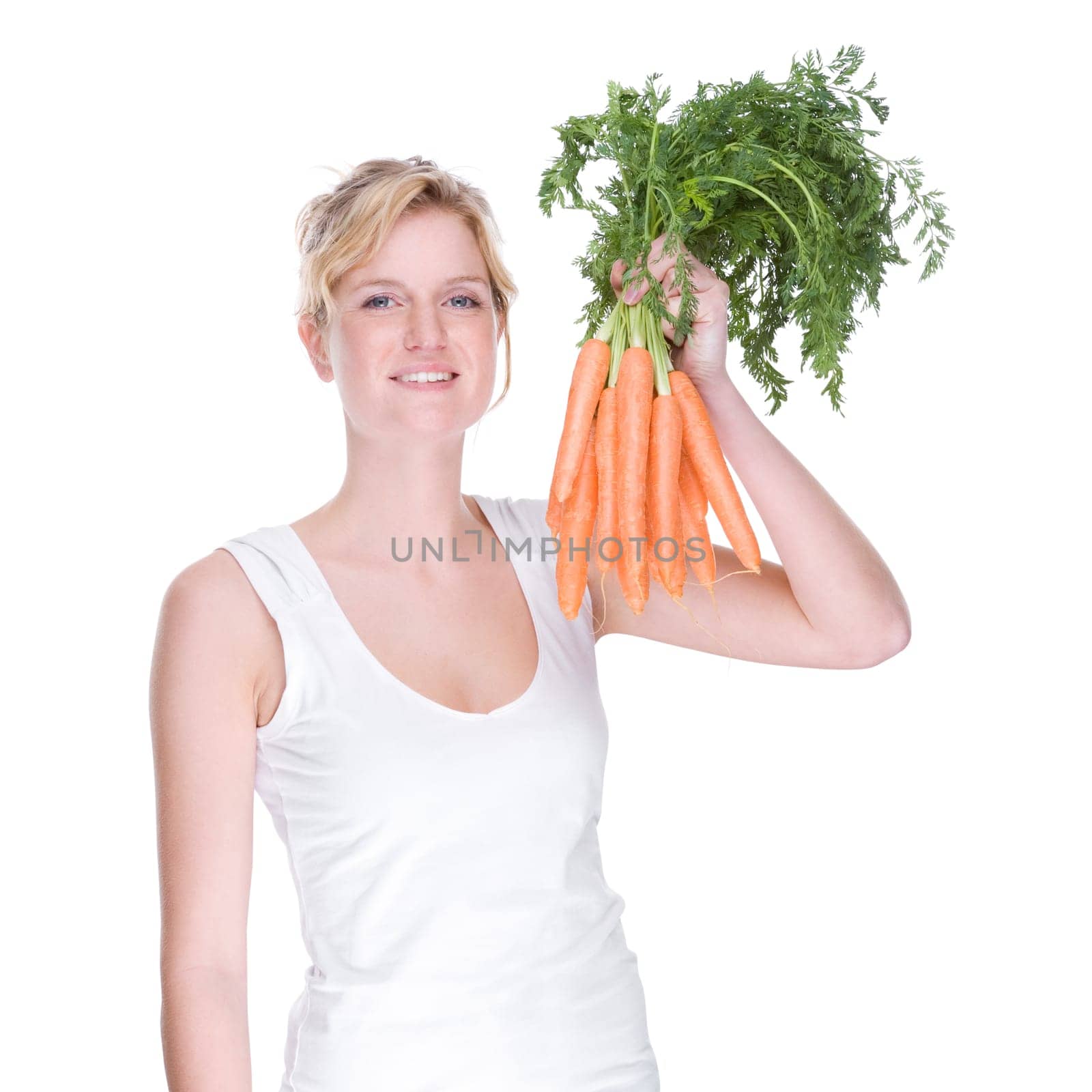 Young woman with carrots
