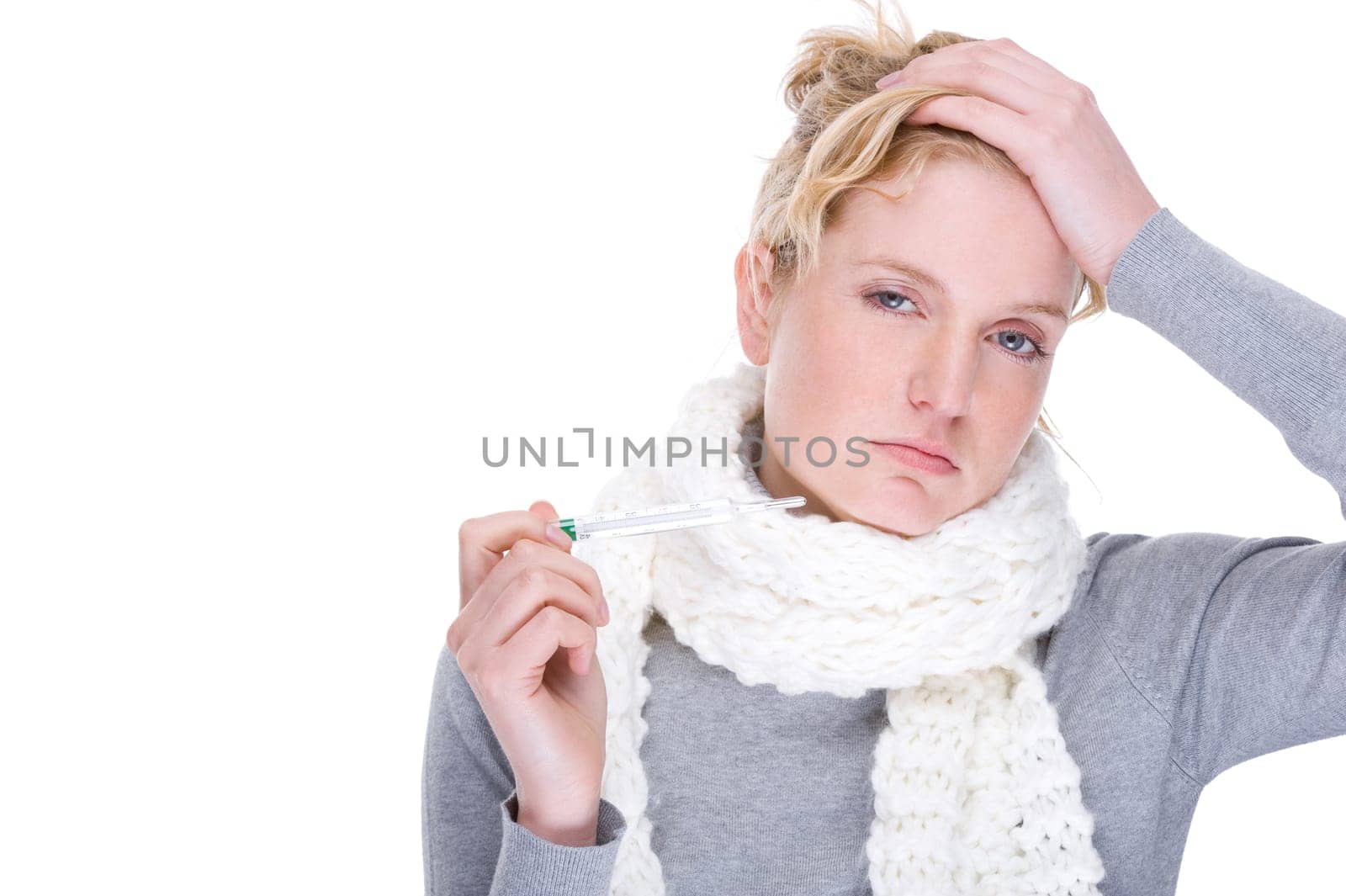 Woman with clinical thermometer