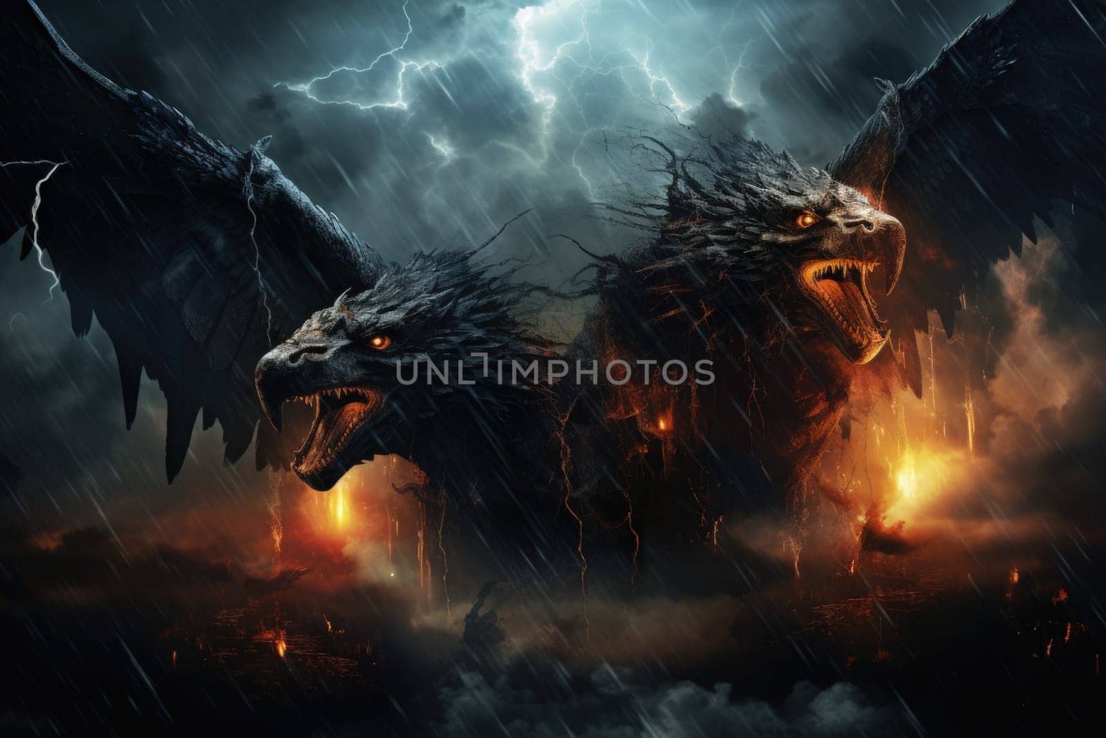In the realm of fantasy, the skies are home to ferocious thunder hawks, majestic creatures that command the elements.